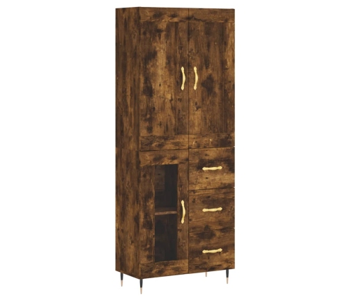 Aparador alto madera contrachapada roble ahumado 69,5x34x180 cm