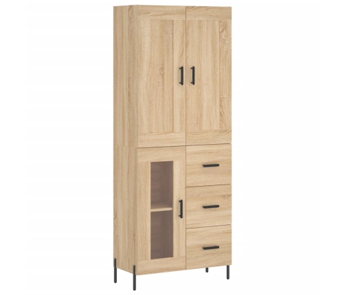 Aparador alto madera contrachapada color roble 69,5x34x180 cm