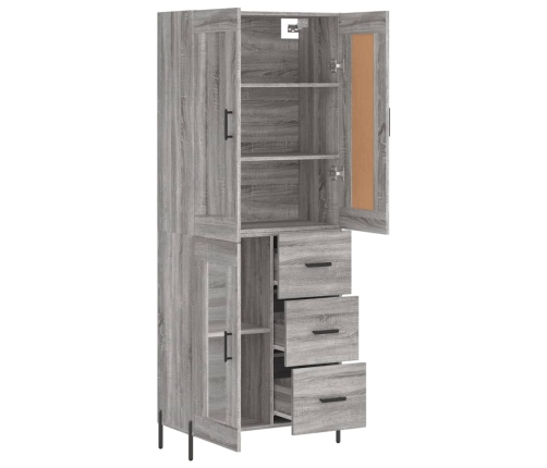 Aparador alto madera contrachapada gris sonoma 69,5x34x180 cm