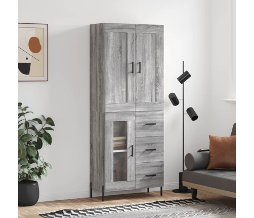 Aparador alto madera contrachapada gris sonoma 69,5x34x180 cm