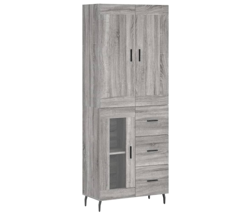 Aparador alto madera contrachapada gris sonoma 69,5x34x180 cm