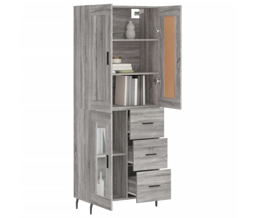 Aparador alto madera contrachapada gris sonoma 69,5x34x180 cm