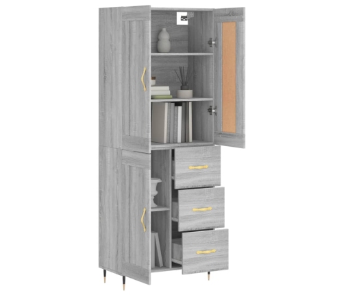 Aparador alto madera contrachapada gris sonoma 69,5x34x180 cm