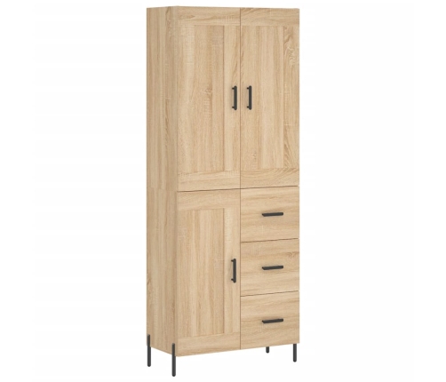 Aparador alto madera contrachapada color roble 69,5x34x180 cm