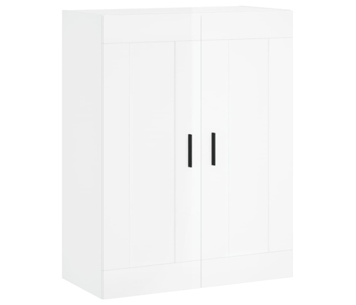 Aparador alto madera contrachapada blanco brillo 69,5x34x180 cm