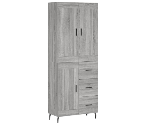 Aparador alto madera contrachapada gris sonoma 69,5x34x180 cm