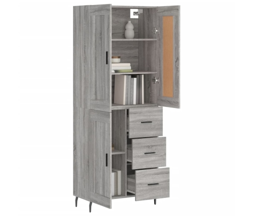 Aparador alto madera contrachapada gris sonoma 69,5x34x180 cm