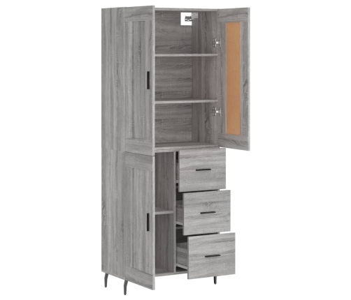 Aparador alto madera contrachapada gris sonoma 69,5x34x180 cm