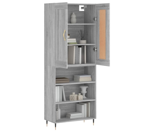 Aparador alto madera contrachapada gris sonoma 69,5x34x180 cm