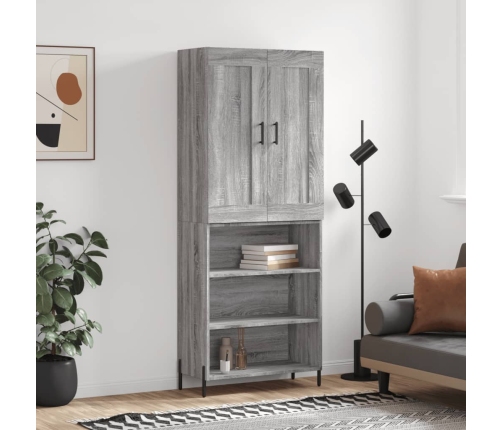 Aparador alto madera contrachapada gris sonoma 69,5x34x180 cm