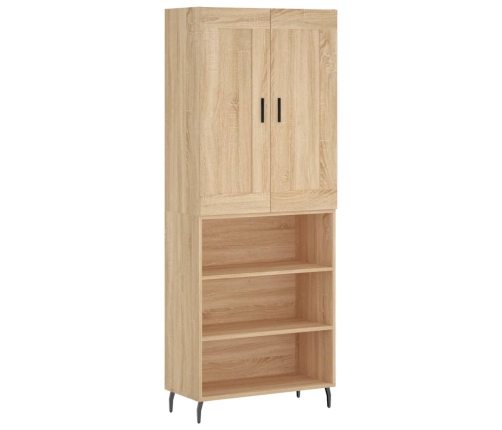 Aparador alto madera contrachapada color roble 69,5x34x180 cm