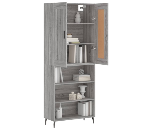 Aparador alto madera contrachapada gris sonoma 69,5x34x180 cm