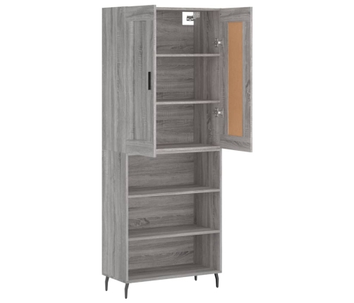 Aparador alto madera contrachapada gris sonoma 69,5x34x180 cm