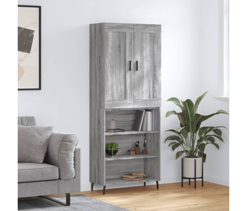 Aparador alto madera contrachapada gris sonoma 69,5x34x180 cm