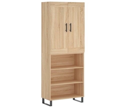 Aparador alto madera contrachapada color roble 69,5x34x180 cm