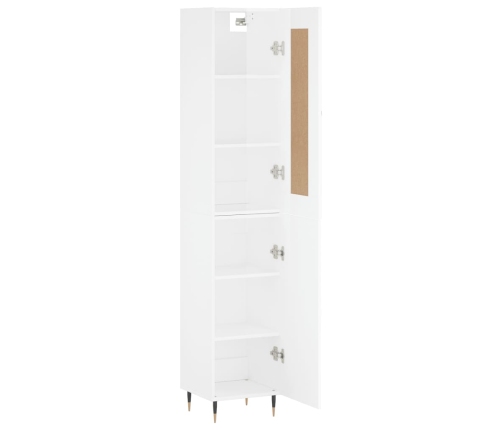 Aparador alto madera contrachapada blanco brillo 34,5x34x180 cm