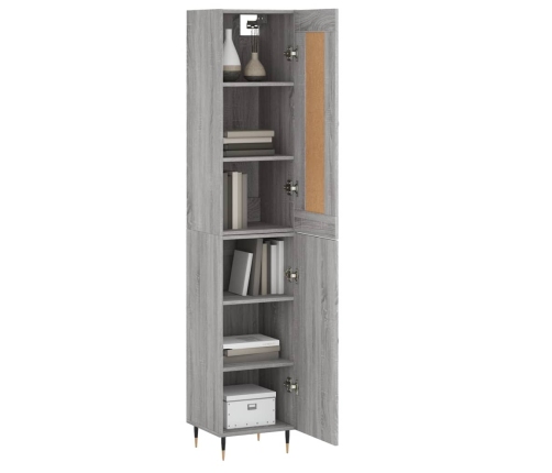 Aparador alto madera contrachapada gris Sonoma 34,5x34x180 cm