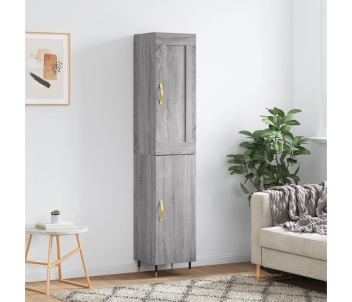 Aparador alto madera contrachapada gris Sonoma 34,5x34x180 cm