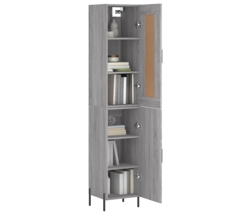 Aparador alto madera contrachapada gris Sonoma 34,5x34x180 cm