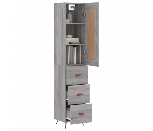 Aparador alto madera contrachapada gris Sonoma 34,5x34x180 cm