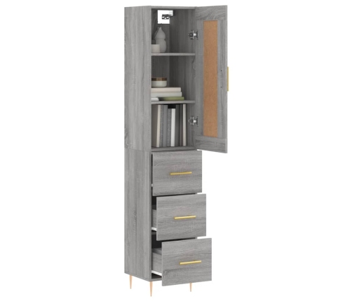 Aparador alto madera contrachapada gris Sonoma 34,5x34x180 cm