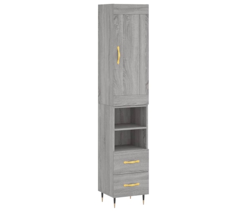 Aparador alto madera contrachapada gris Sonoma 34,5x34x180 cm