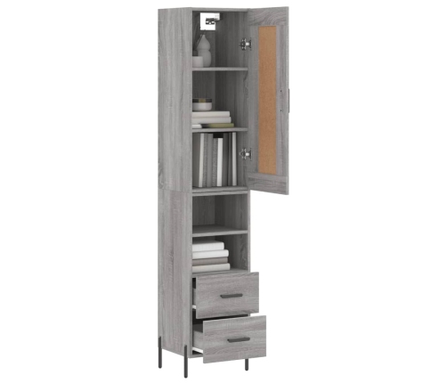 Aparador alto madera contrachapada gris Sonoma 34,5x34x180 cm