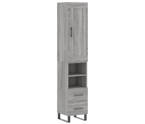 Aparador alto madera contrachapada gris Sonoma 34,5x34x180 cm