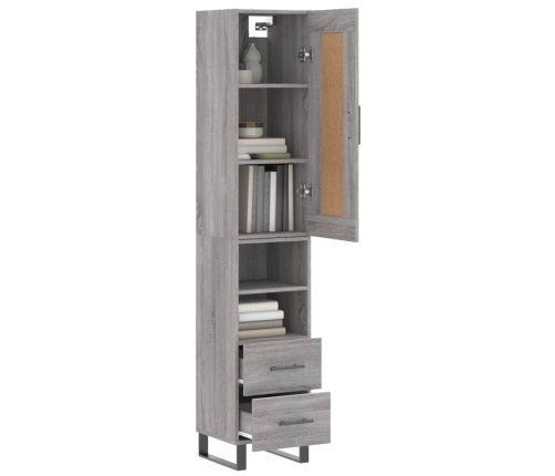 Aparador alto madera contrachapada gris Sonoma 34,5x34x180 cm