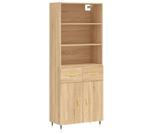 Aparador alto madera contrachapada color roble 69,5x34x180 cm