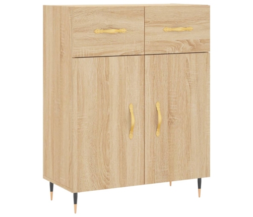 Aparador alto madera contrachapada color roble 69,5x34x180 cm