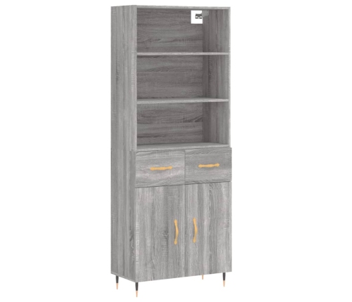 Aparador alto madera contrachapada gris sonoma 69,5x34x180 cm