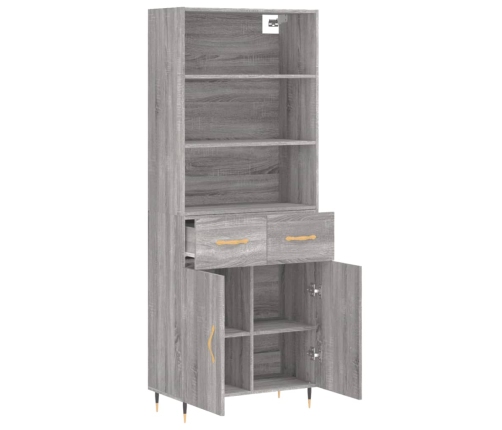 Aparador alto madera contrachapada gris sonoma 69,5x34x180 cm