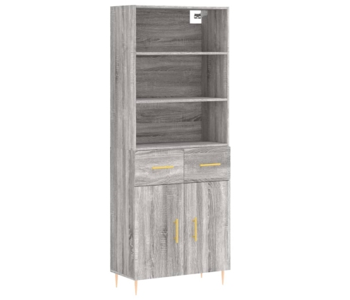 Aparador alto madera contrachapada gris sonoma 69,5x34x180 cm