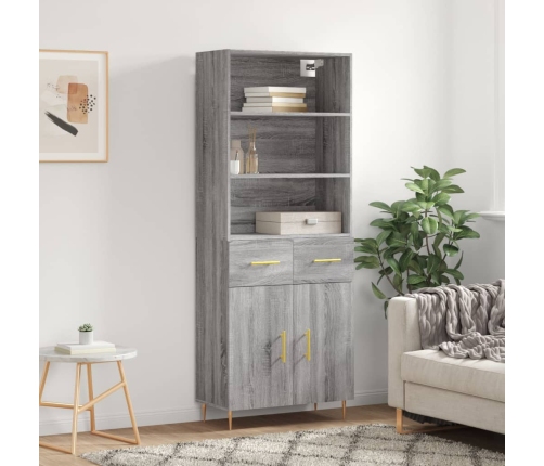 Aparador alto madera contrachapada gris sonoma 69,5x34x180 cm