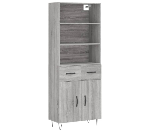 Aparador alto madera contrachapada gris sonoma 69,5x34x180 cm