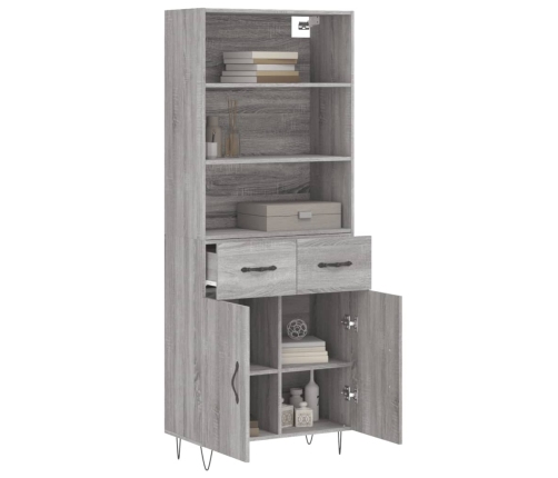 Aparador alto madera contrachapada gris sonoma 69,5x34x180 cm