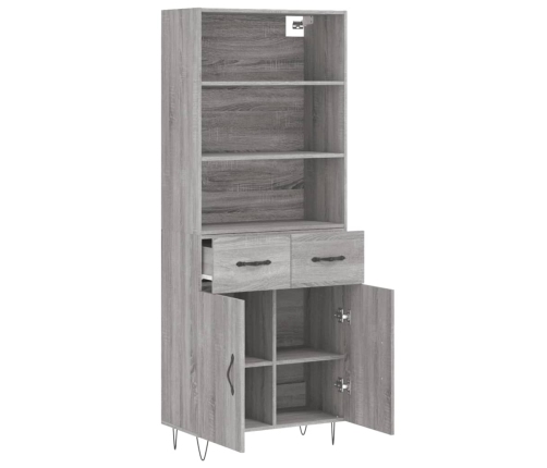 Aparador alto madera contrachapada gris sonoma 69,5x34x180 cm