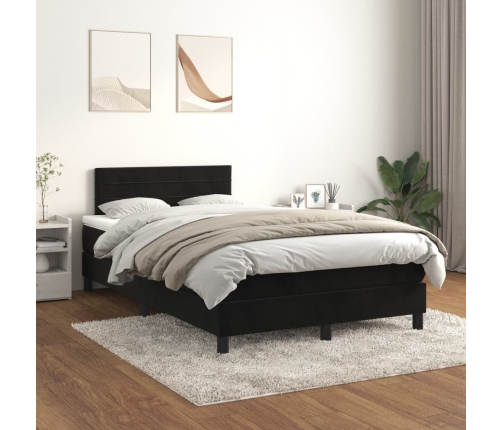 Cama box spring con colchón terciopelo negro 120x200 cm