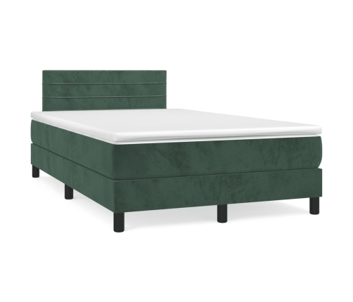 Cama box spring con colchón terciopelo verde oscuro 120x200 cm