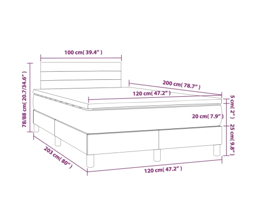 Cama box spring con colchón terciopelo rosa 120x200 cm