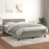 Cama box spring con colchón terciopelo gris claro 140x190 cm