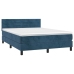 Cama box spring con colchón terciopelo azul oscuro 140x190 cm