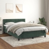 Cama box spring con colchón terciopelo verde oscuro 140x200 cm