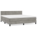 Cama box spring con colchón terciopelo gris claro 160x200 cm