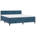 Cama box spring con colchón terciopelo azul oscuro 180x200 cm