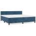 Cama box spring con colchón terciopelo azul oscuro 200x200 cm