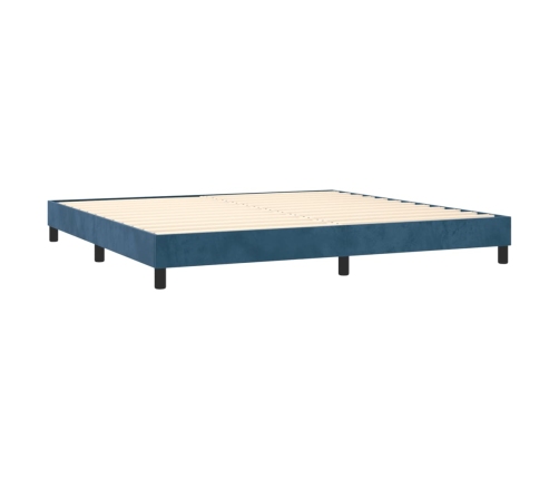 Cama box spring con colchón terciopelo azul oscuro 200x200 cm