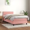 Cama box spring con colchón terciopelo rosa 80x200 cm