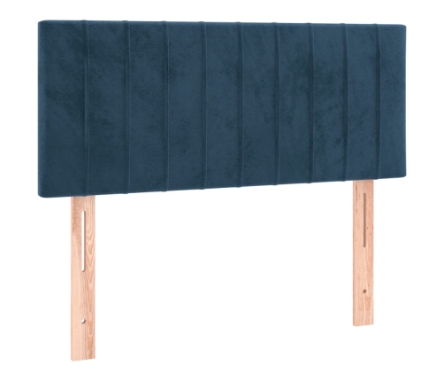 Cama box spring con colchón terciopelo azul oscuro 90x200 cm